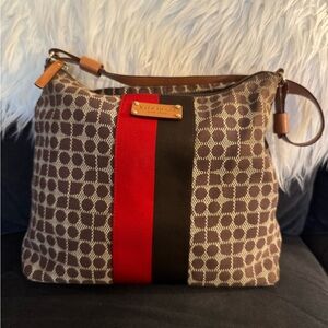 Kate Spade Noel Leather and Fabric Single Strap Shoulder Bag